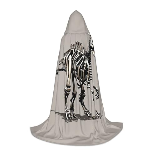 HDSKFNS Dinosaurier-Skeleletons04 Druck, Halloween-Kapuzenumhang, Maskerade, Cosplay-Kostüm, Unisex, Hexenmantel mit Kapuze, Umhang, Schwarz, Small von HDSKFNS