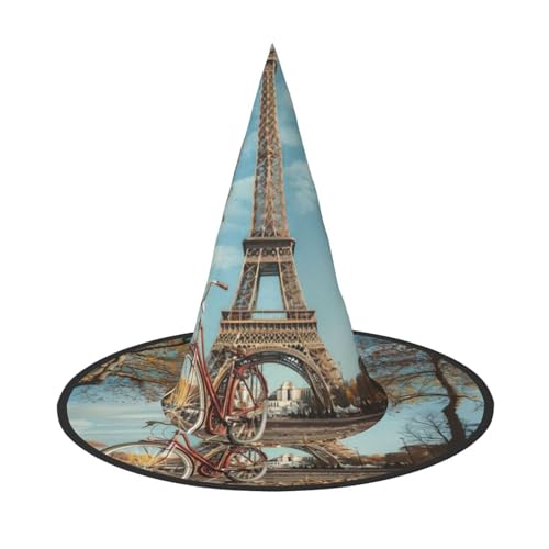 HDSKFNS Eiffelturm-Fahrradaufdruck, Halloween, Hexenhut, Zaubererhut für Partys, perfektes Accessoire für Kostüme, Urlaubsparty HDSKFNS Eiffelturm-Fahrradaufdruck, Halloween, Hexenhut, Zaubererhut für Partys, perfektes Accessoire für Kostüme, Urlaubsparty von HDSKFNS