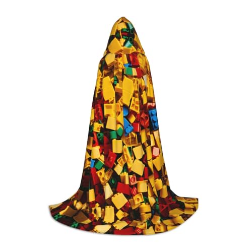 HDSKFNS Farbenfroher Ziegel-Druck, Halloween-Kapuzenumhang, Maskerade, Cosplay-Kostüm, Unisex, Hexenmantel mit Kapuze, Schwarz, Small von HDSKFNS
