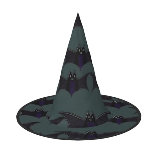 HDSKFNS Fledermausmuster Druck Halloween Hexenhut Zauberer Hut für Partys Perfektes Accessoire für Kostüme Urlaub Party HDSKFNS Fledermausmuster Druck Halloween Hexenhut Zauberer Hut für Partys Perfektes Accessoire für Kostüme Urlaub Party von HDSKFNS