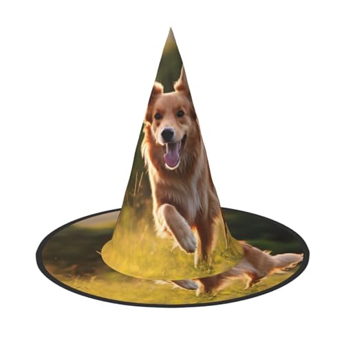 HDSKFNS Halloween-Hexenhut mit Hunde-Aufdruck, Zaubererhut für Partys, perfektes Accessoire für Kostüme, Urlaubsparty von HDSKFNS