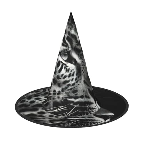 HDSKFNS Halloween-Hexenhut mit Leopardenmuster, Zaubererhut für Partys, perfektes Accessoire für Kostüme, Urlaubspartys von HDSKFNS