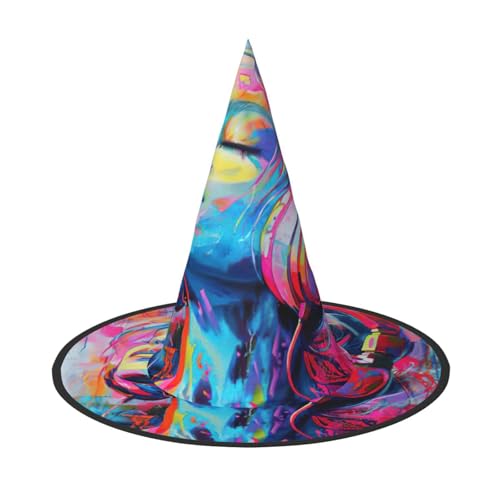 HDSKFNS Halloween-Hexenhut mit Musikdruck, Zaubererhut für Partys, perfektes Accessoire für Kostüme, Urlaubsparty HDSKFNS Halloween-Hexenhut mit Musikdruck, Zaubererhut für Partys, perfektes Accessoire für Kostüme, Urlaubsparty von HDSKFNS