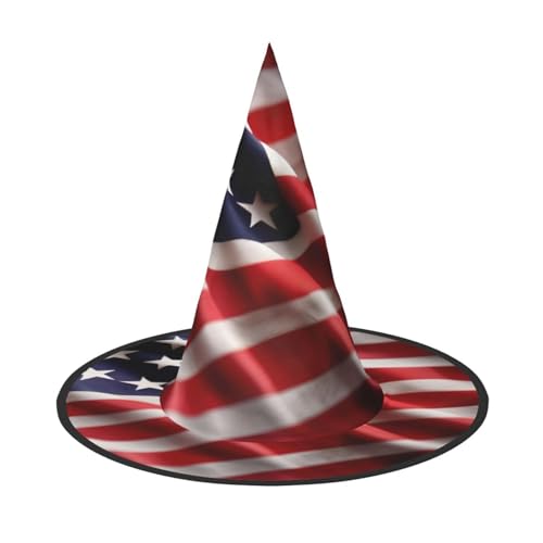 HDSKFNS Halloween-Hexenhut mit amerikanischer Flagge, Zaubererhut für Partys, perfektes Accessoire für Kostüme, Urlaubspartys von HDSKFNS