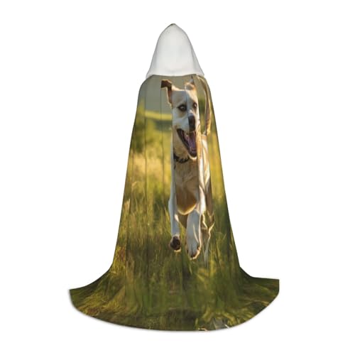 HDSKFNS Halloween-Kapuzenumhang mit Hunde-Aufdruck, Maskerade, Cosplay-Kostüm, Unisex, Hexenmantel mit Kapuze, Umhang, Schwarz, Large von HDSKFNS
