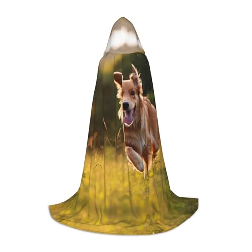 HDSKFNS Halloween-Kapuzenumhang mit Hunde-Aufdruck, Maskerade, Cosplay-Kostüm, Unisex, Hexenmantel mit Kapuze, Umhang, Schwarz, Large von HDSKFNS