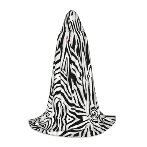 HDSKFNS Halloween-Kapuzenumhang mit Zebramuster, Maskerade, Cosplay-Kostüm, Unisex, Hexenmantel mit Kapuze, Schwarz, Medium von HDSKFNS
