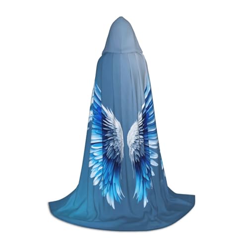HDSKFNS Halloween-Umhang mit Engelsflügel-Druck, Maskerade, Cosplay-Kostüm, Unisex, Hexenmantel mit Kapuze, Schwarz, Medium von HDSKFNS