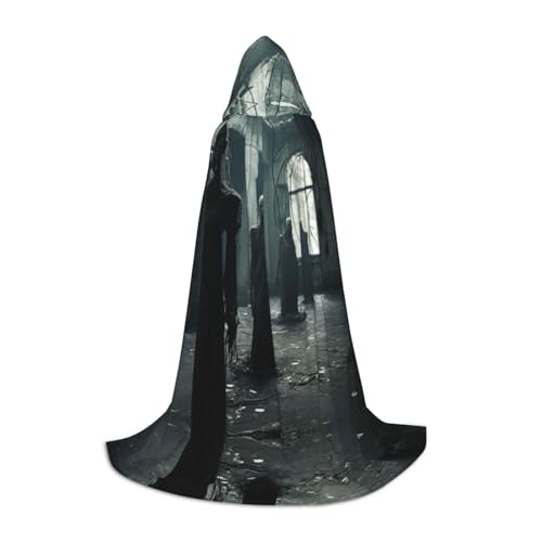 HDSKFNS Haunted Mansions Kapuzenumhang mit Kapuze, Maskerade, Cosplay-Kostüm, Unisex, Hexenmantel mit Kapuze, Umhang, Schwarz, Small von HDSKFNS