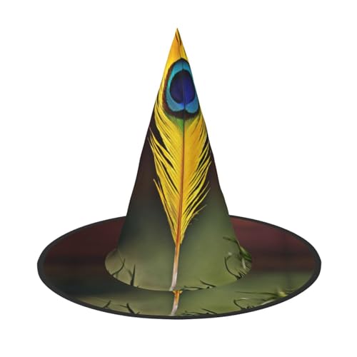 HDSKFNS Hexenhut mit Federaufdruck, Halloween, Zaubererhut für Partys, perfektes Accessoire für Kostüme, Urlaubspartys von HDSKFNS
