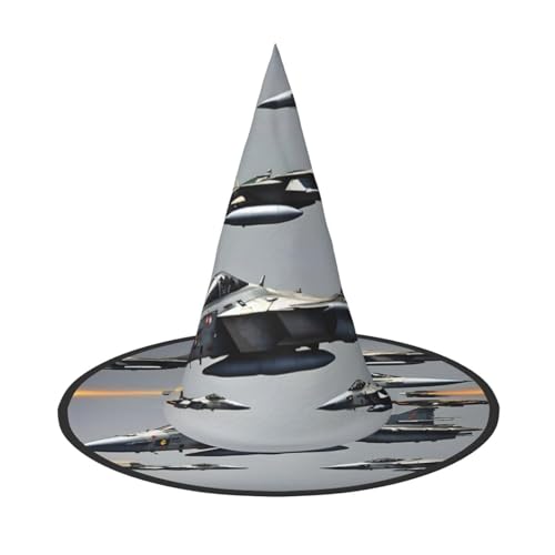 HDSKFNS Hexenhut mit Flugzeug-Jets-Druck, Halloween-Hexenhut, Zaubererhut für Partys, perfektes Accessoire für Kostüme, Urlaubsparty von HDSKFNS