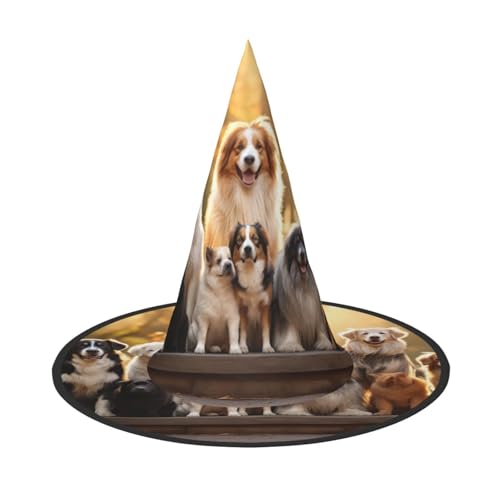 HDSKFNS Hexenhut mit Hunderassen-Aufdruck, Halloween, Zaubererhut für Partys, perfektes Accessoire für Kostüme, Urlaubsparty HDSKFNS Hexenhut mit Hunderassen-Aufdruck, Halloween, Zaubererhut für Partys, perfektes Accessoire für Kostüme, Urlaubsparty von HDSKFNS