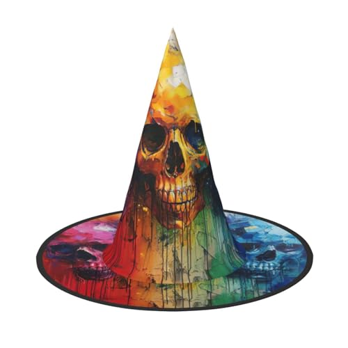 HDSKFNS Hexenhut mit farbigen Totenköpfen für Halloween, Zaubererhut für Partys, perfektes Accessoire für Kostüme, Urlaubspartys HDSKFNS Hexenhut mit farbigen Totenköpfen für Halloween, Zaubererhut für Partys, perfektes Accessoire für Kostüme, Urlaubspartys von HDSKFNS