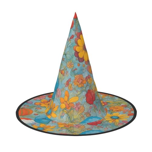 HDSKFNS Hexenhut mit hellem Farbdruck, Halloween-Hexenhut, Zaubererhut für Partys, perfektes Accessoire für Kostüme, Urlaubspartys von HDSKFNS