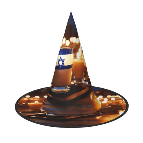 HDSKFNS Hexenhut mit israelischer Flagge, Halloween-Hexenhut, Zaubererhut für Partys, perfektes Accessoire für Kostüme, Urlaubsparty von HDSKFNS