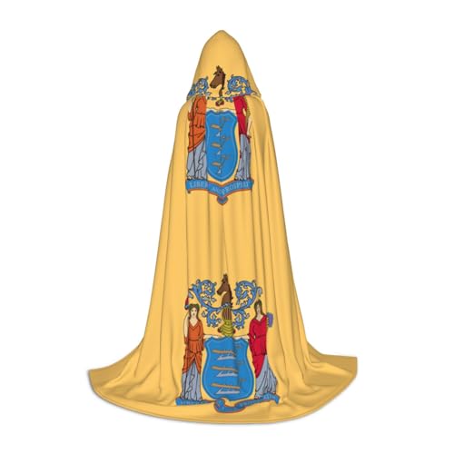 HDSKFNS Kapuzenumhang mit Flagge von New Jersey, Unisex, Hexenmantel mit Kapuze, Umhang, Schwarz, Medium von HDSKFNS