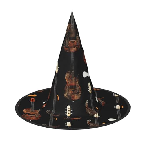 HDSKFNS Kunst-Gitarrenmuster-Druck, Halloween-Hexenhut, Zaubererhut für Partys, perfektes Accessoire für Kostüme, Urlaubsparty von HDSKFNS