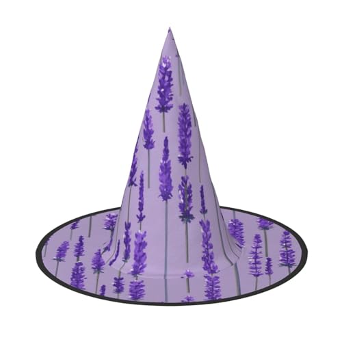 HDSKFNS Lavendel-Stempel-Druck, Halloween, Hexenhut, Zaubererhut für Partys, perfektes Accessoire für Kostüme, Urlaubsparty von HDSKFNS