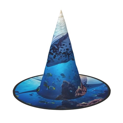 HDSKFNS Manta Ray und Fisch Druck Halloween Hexenhut Zauberer Hut für Partys Perfektes Accessoire für Kostüme Urlaub Party von HDSKFNS