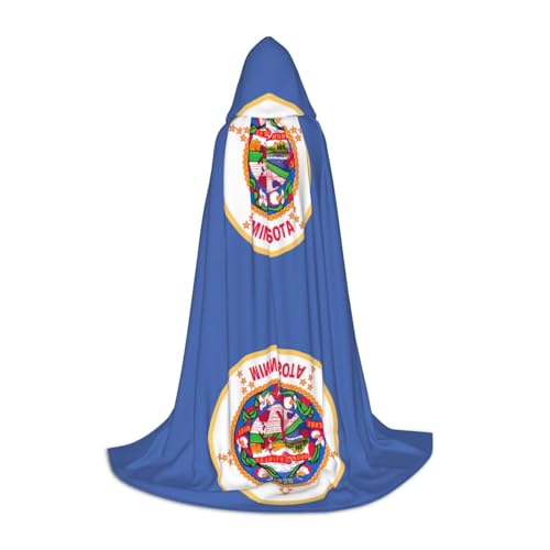 HDSKFNS Minnesota State Flag Print Halloween Kapuzenumhang Maskerade Cosplay Kostüm Unisex Hexe Robe Umhang mit Kapuze Umhang, Schwarz, Small von HDSKFNS
