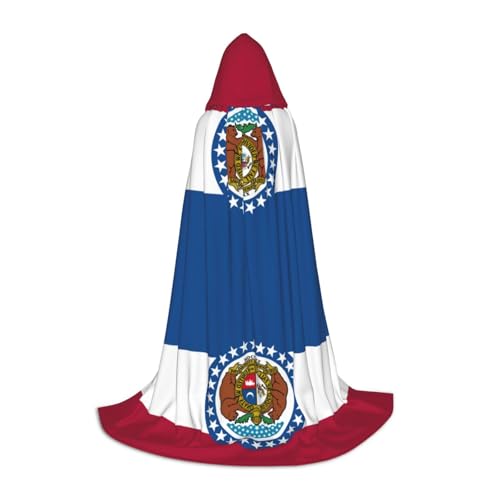 HDSKFNS Missouri Umhang mit Staatsflagge, Halloween-Kapuzenumhang, Maskerade, Cosplay-Kostüm, Unisex, Hexenmantel mit Kapuze, Umhang, Schwarz, Small von HDSKFNS