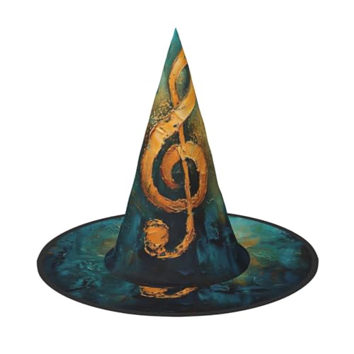 HDSKFNS Musik-Symbol-Druck, Halloween, Hexenhut, Zaubererhut für Partys, perfektes Accessoire für Kostüme, Urlaubsparty von HDSKFNS