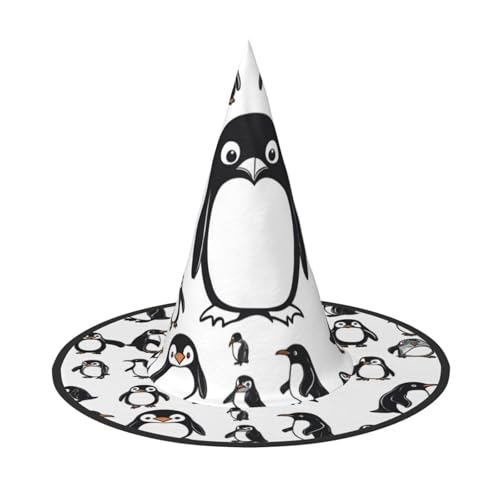 HDSKFNS Niedlicher Pinguin-Druck, Halloween-Hexenhut, Zaubererhut für Partys, perfektes Accessoire für Kostüme, Urlaubspartys von HDSKFNS