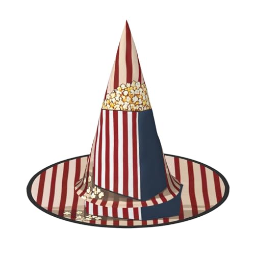 HDSKFNS Popcorn-Druck, Halloween-Hexenhut, Zaubererhut für Partys, perfektes Accessoire für Kostüme, Urlaubsparty HDSKFNS Popcorn-Druck, Halloween-Hexenhut, Zaubererhut für Partys, perfektes Accessoire für Kostüme, Urlaubsparty von HDSKFNS