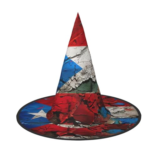 HDSKFNS Puerto Rico Tapete, Flagge, Druck, Halloween, Hexenhut, Zaubererhut für Partys, perfektes Accessoire für Kostüme, Urlaubsparty von HDSKFNS