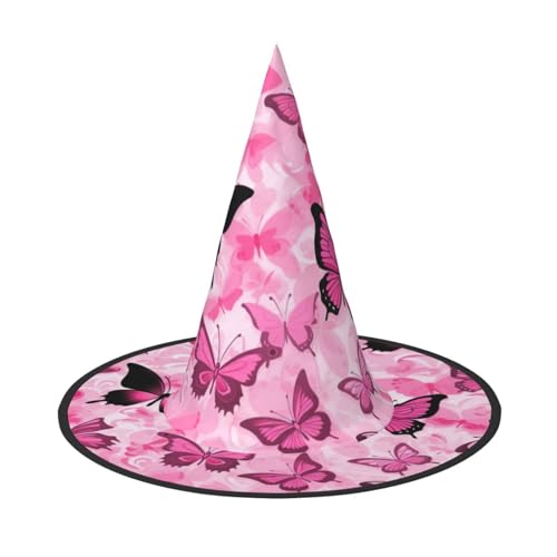 HDSKFNS Rosa Schmetterling Nahtloser Fliesendruck Halloween Hexenhut Zauberer Hut für Partys Perfektes Accessoire für Kostüme Urlaub Party HDSKFNS Rosa Schmetterling Nahtloser Fliesendruck Halloween Hexenhut Zauberer Hut für Partys Perfektes Accessoire für Kostüme Urlaub Party von HDSKFNS