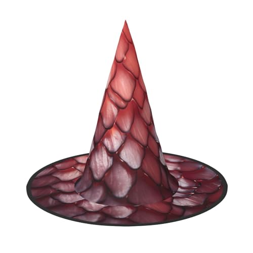 HDSKFNS Roter Fischschuppen-Druck, Halloween-Hexenhut, Zaubererhut für Partys, perfektes Accessoire für Kostüme, Urlaubsparty von HDSKFNS