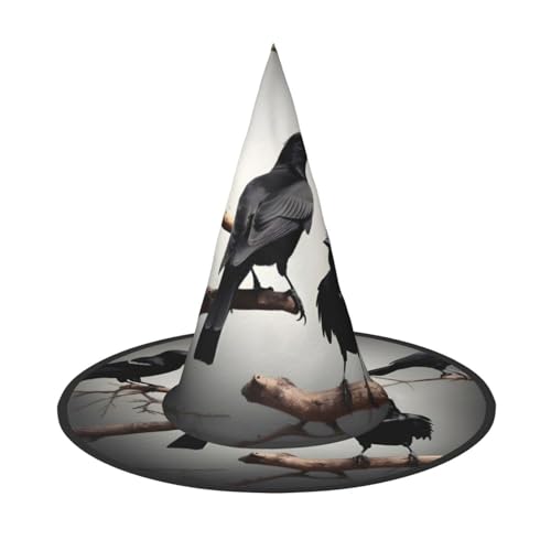 HDSKFNS Schwarze Krähe Vögel auf einem Ast Druck Halloween Hexenhut Zauberer Hut für Partys Perfektes Accessoire für Kostüme Urlaub Party HDSKFNS Schwarze Krähe Vögel auf einem Ast Druck Halloween Hexenhut Zauberer Hut für Partys Perfektes Accessoire für Kostüme Urlaub Party von HDSKFNS