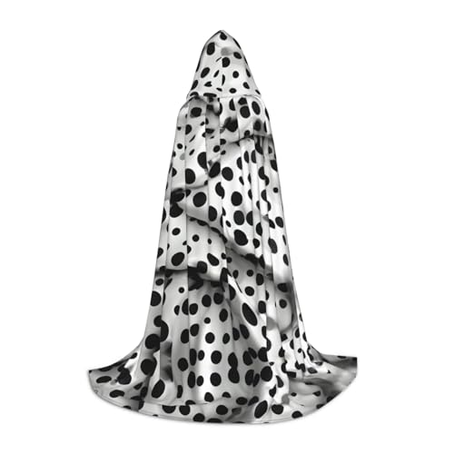 HDSKFNS Schwarzer gepunkteter Halloween-Umhang mit Kapuze, Maskerade, Cosplay-Kostüm, Unisex, Hexenmantel mit Kapuze, Schwarz, Small von HDSKFNS