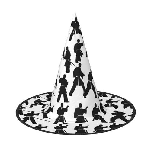 HDSKFNS Silhouetten von Kampfsport-Druck, Halloween, Hexenhut, Zaubererhut für Partys, perfektes Accessoire für Kostüme, Urlaubsparty von HDSKFNS