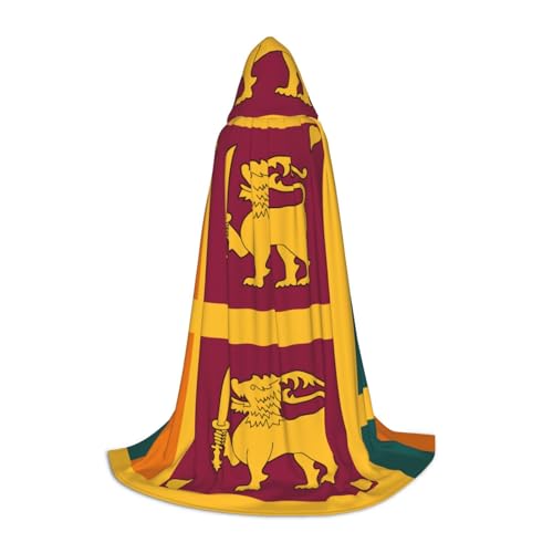 HDSKFNS Sri Lanka Flagge, Druck, Halloween, Kapuzenumhang, Maskerade, Cosplay-Kostüm, Unisex, Hexenmantel mit Kapuze, Umhang, Schwarz, Large von HDSKFNS
