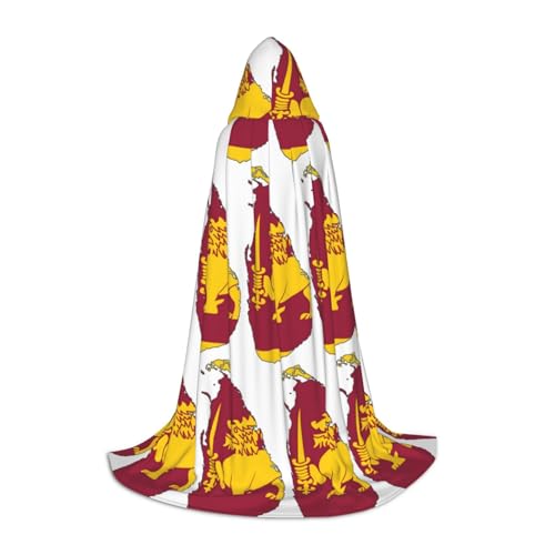HDSKFNS Sri Lanka Flagge, Kartendruck, Halloween, Kapuzenumhang, Maskerade, Cosplay-Kostüm, Unisex, Hexenmantel mit Kapuze, Schwarz, Small von HDSKFNS