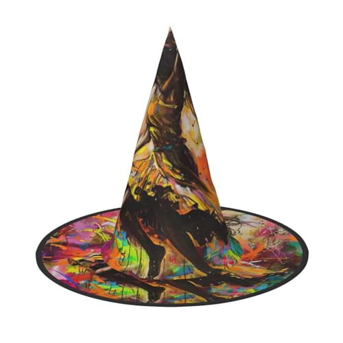 HDSKFNS Tanzen mit Musikdruck, Halloween-Hexenhut, Zaubererhut für Partys, perfektes Accessoire für Kostüme, Urlaubsparty von HDSKFNS
