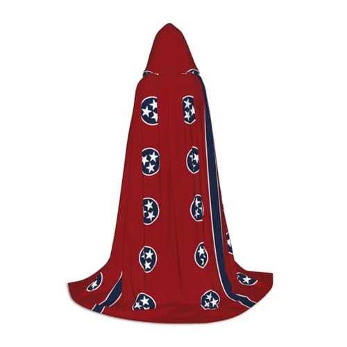 HDSKFNS Tennessee State Flag Print Halloween Kapuzenumhang Maskerade Cosplay Kostüm Unisex Hexe Robe Umhang mit Kapuze Umhang, Schwarz, Medium von HDSKFNS
