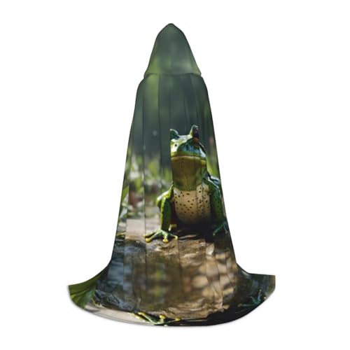 HDSKFNS Umhang mit Froschblättern und Kapuze, für Halloween, Maskerade, Cosplay, Kostüm, Unisex, Hexenmantel mit Kapuze, Schwarz, Large HDSKFNS Umhang mit Froschblättern und Kapuze, für Halloween, Maskerade, Cosplay, Kostüm, Unisex, Hexenmantel mit Kapuze, Schwarz, Large von HDSKFNS