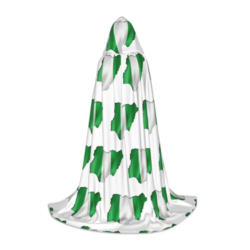 HDSKFNS Umhang mit Kapuze und Umhang mit Nigeria-Flagge, für Halloween, Maskerade, Cosplay-Kostüm, Unisex, Hexenmantel mit Kapuze, Schwarz, Large von HDSKFNS