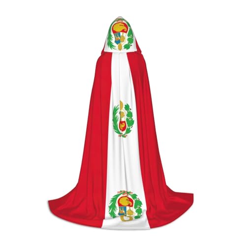 HDSKFNS Umhang mit Kapuze und Umhang mit Peru-Flagge, Unisex, Hexenmantel mit Kapuze, Schwarz, Small von HDSKFNS