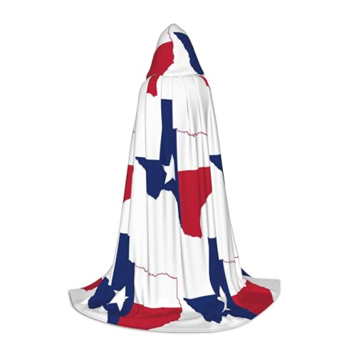HDSKFNS Umhang mit Kapuze und Umhang mit Texas-Flagge, für Halloween, Maskerade, Cosplay-Kostüm, Unisex, Hexenmantel mit Kapuze, Schwarz, Large von HDSKFNS