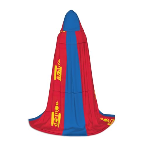 HDSKFNS Umhang mit Kapuze und Umhang mit mongolischer Flagge, Unisex, Hexenmantel mit Kapuze, Schwarz, Large von HDSKFNS