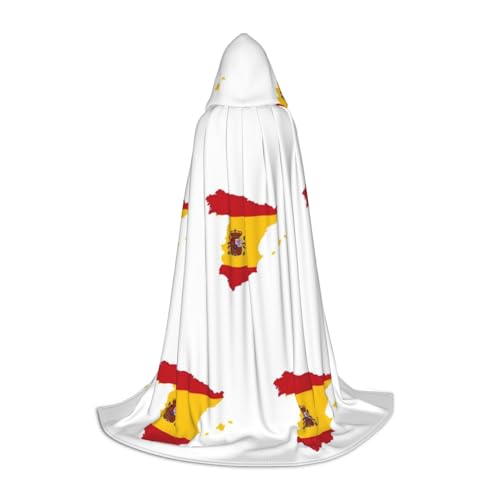 HDSKFNS Umhang mit Kapuze und Umhang mit spanischer Flagge, Unisex, Hexenmantel mit Kapuze, Schwarz, Large von HDSKFNS