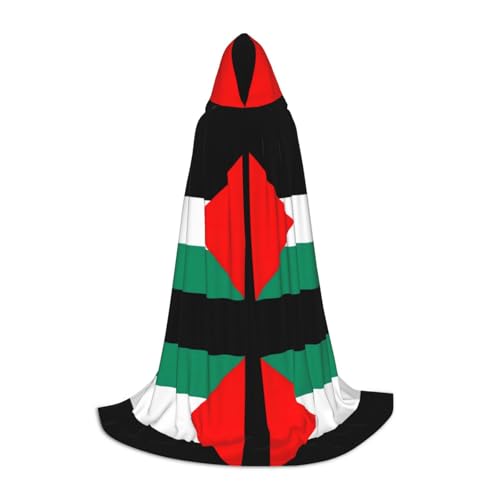 HDSKFNS Umhang mit Palästina-Flagge, Halloween-Kapuzenumhang, Maskerade, Cosplay-Kostüm, Unisex, Hexenmantel mit Kapuze, Schwarz, Large von HDSKFNS