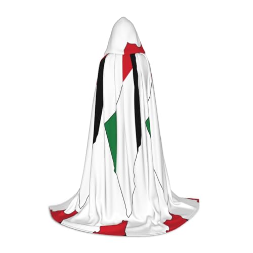 HDSKFNS Umhang mit Palästina-Flagge, mit Kapuze, Maskerade, Cosplay, Kostüm, Unisex, Hexenmantel mit Kapuze, Schwarz, Small von HDSKFNS