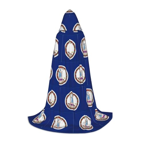 HDSKFNS Virginia State Flag Print Halloween Kapuzenumhang Maskerade Cosplay Kostüm Unisex Hexe Robe Umhang mit Kapuze Umhang, Schwarz, Small von HDSKFNS