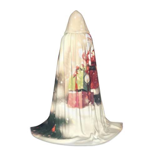 HDSKFNS Weihnachtsmann-Geschenk, bedruckt, Halloween, Kapuzenumhang, Maskerade, Cosplay-Kostüm, Unisex, Hexenmantel, Umhang mit Kapuze, Schwarz, Small von HDSKFNS