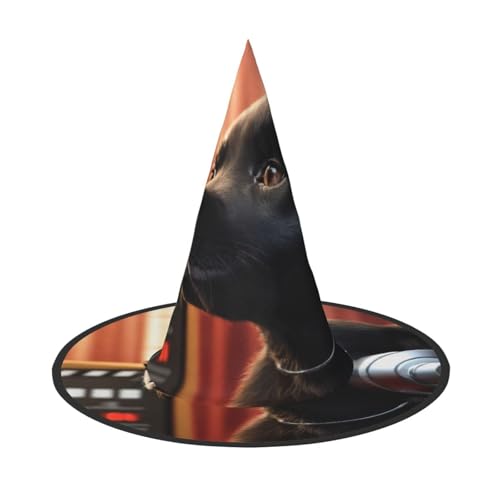 HDSKFNS Welpen-Hunde-Aufdruck, Halloween-Hexenhut, Zaubererhut für Partys, perfektes Accessoire für Kostüme, Urlaubsparty von HDSKFNS