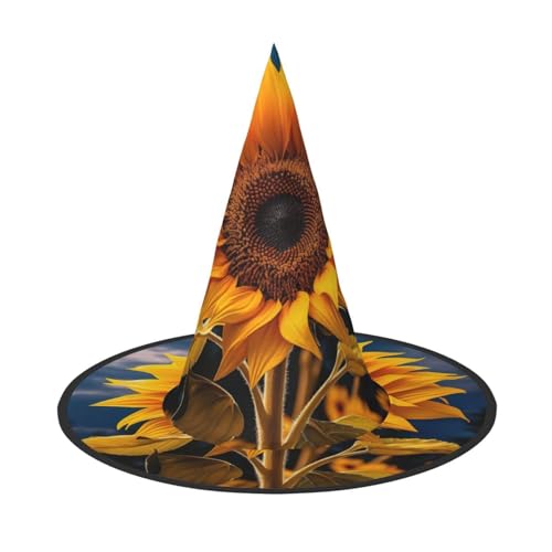 HDSKFNS Wunderschöner Sonnenblumen-Hut mit 2 Drucken, Halloween-Hexenhut, Zaubererhut für Partys, perfektes Accessoire für Kostüme, Urlaubspartys HDSKFNS Wunderschöner Sonnenblumen-Hut mit 2 Drucken, Halloween-Hexenhut, Zaubererhut für Partys, perfektes Accessoire für Kostüme, Urlaubspartys von HDSKFNS